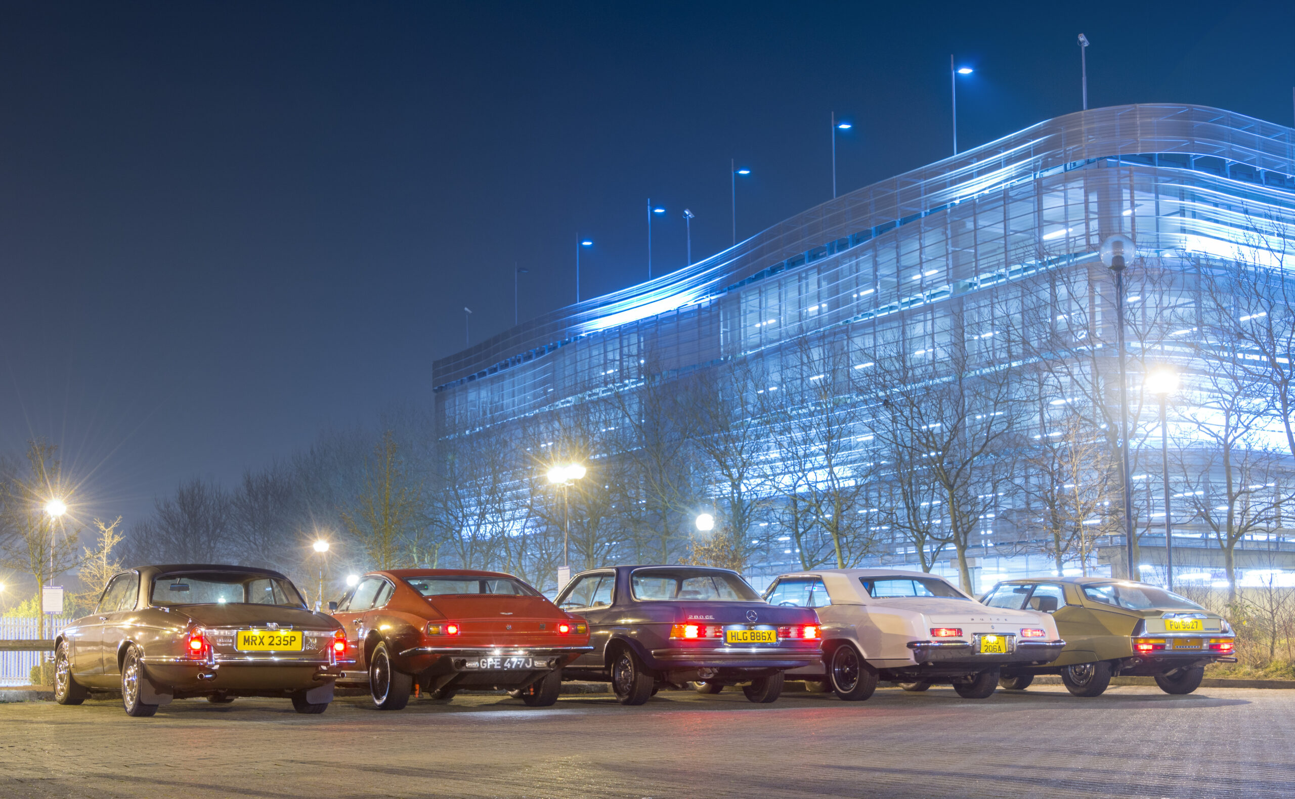 Aston Martin DBS, Citroën SM, Buick Riviera, Jaguar XJ12C, Mercedes-Benz 280 CE