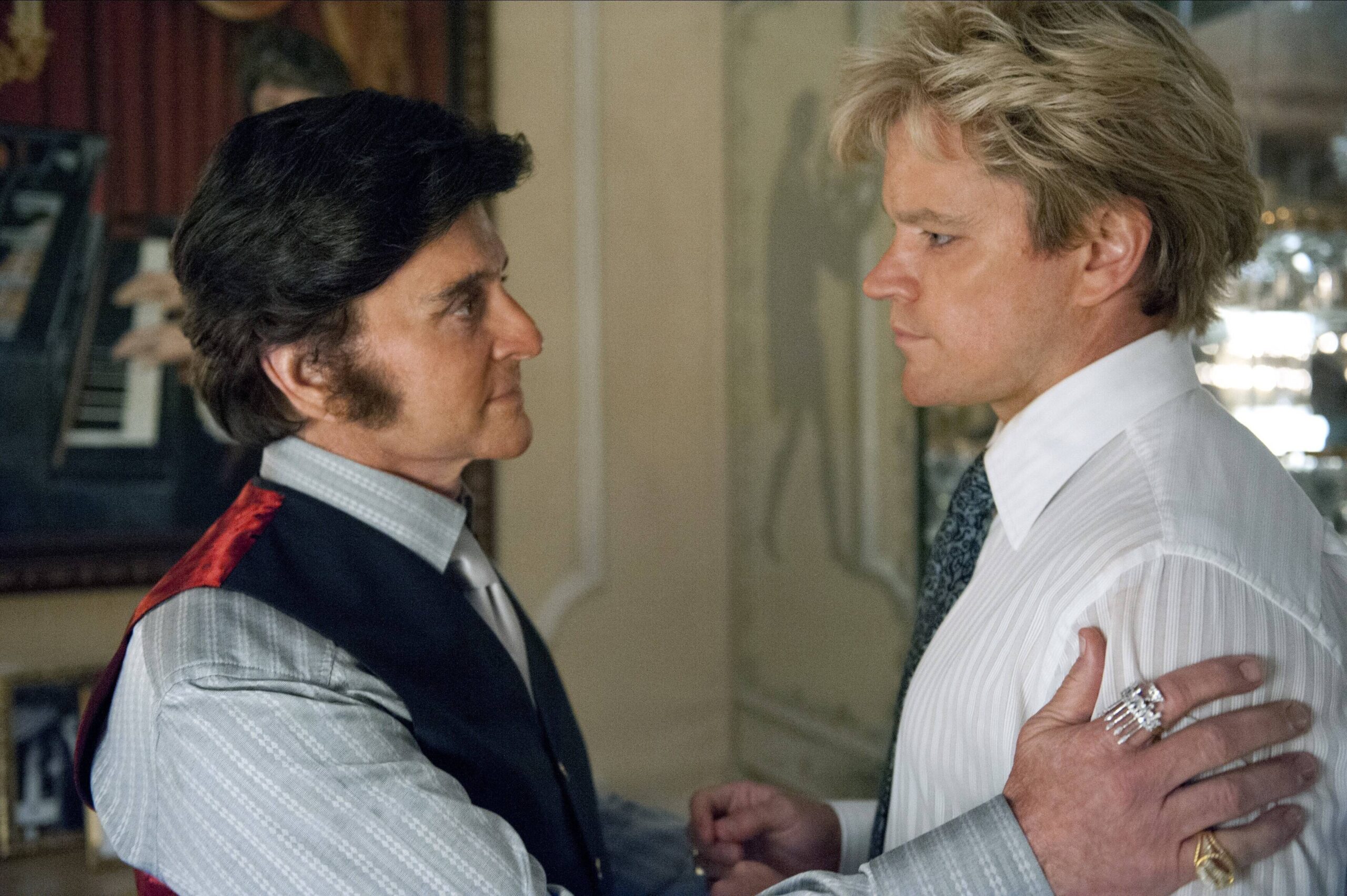 Michael Douglas & Matt Damon Characters: Liberace, Scott Thorson Film: Behind The Candelabra (TV-Film) Usa 2013, Directo Michael Douglas and Matt Damon