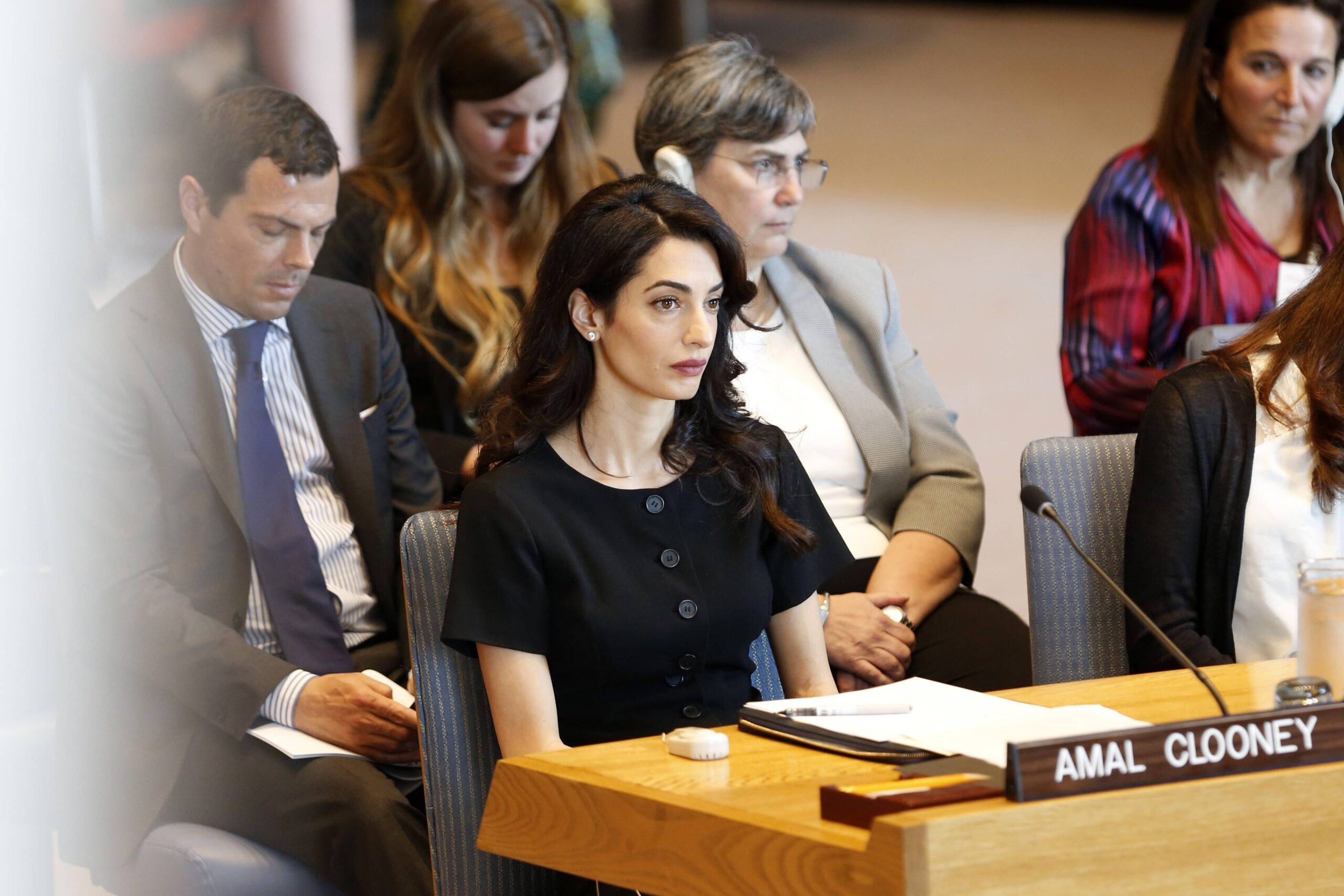 190423 UNITED NATIONS April 23 2019 Amal Clooney front attends a UN Security Council hig Meghan Markle
