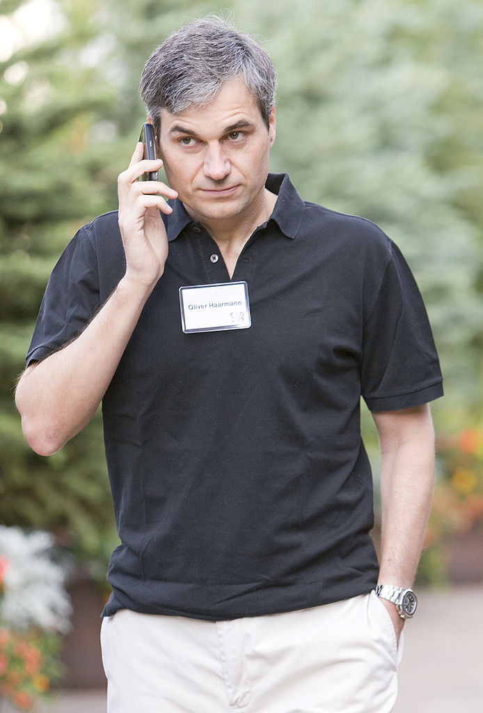 Oliver Haarmann, managing director of KKR & Co. LP, arrives Jennifer Aniston