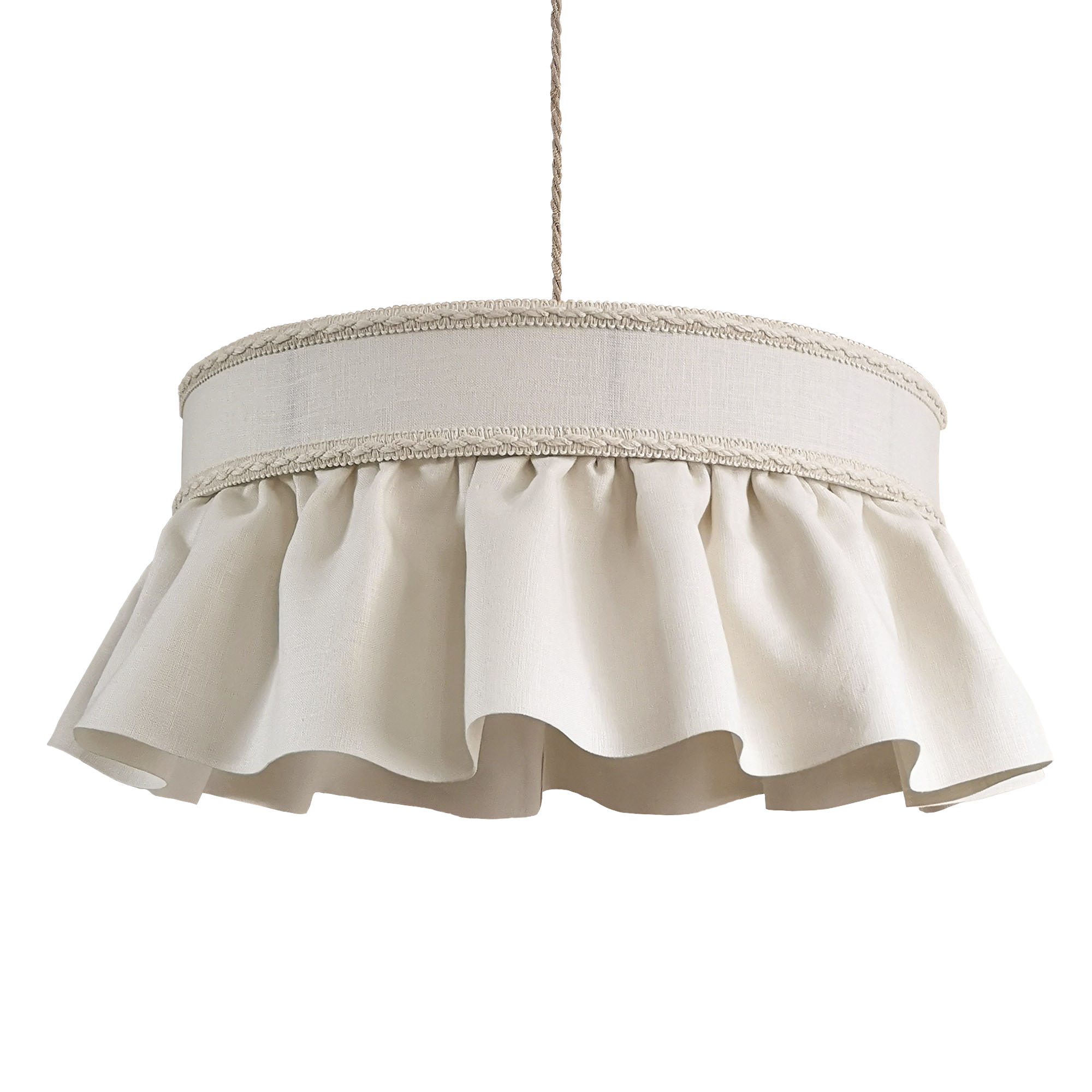 Beauvamp Handsewn Cream Linen Ruffle Lampshade