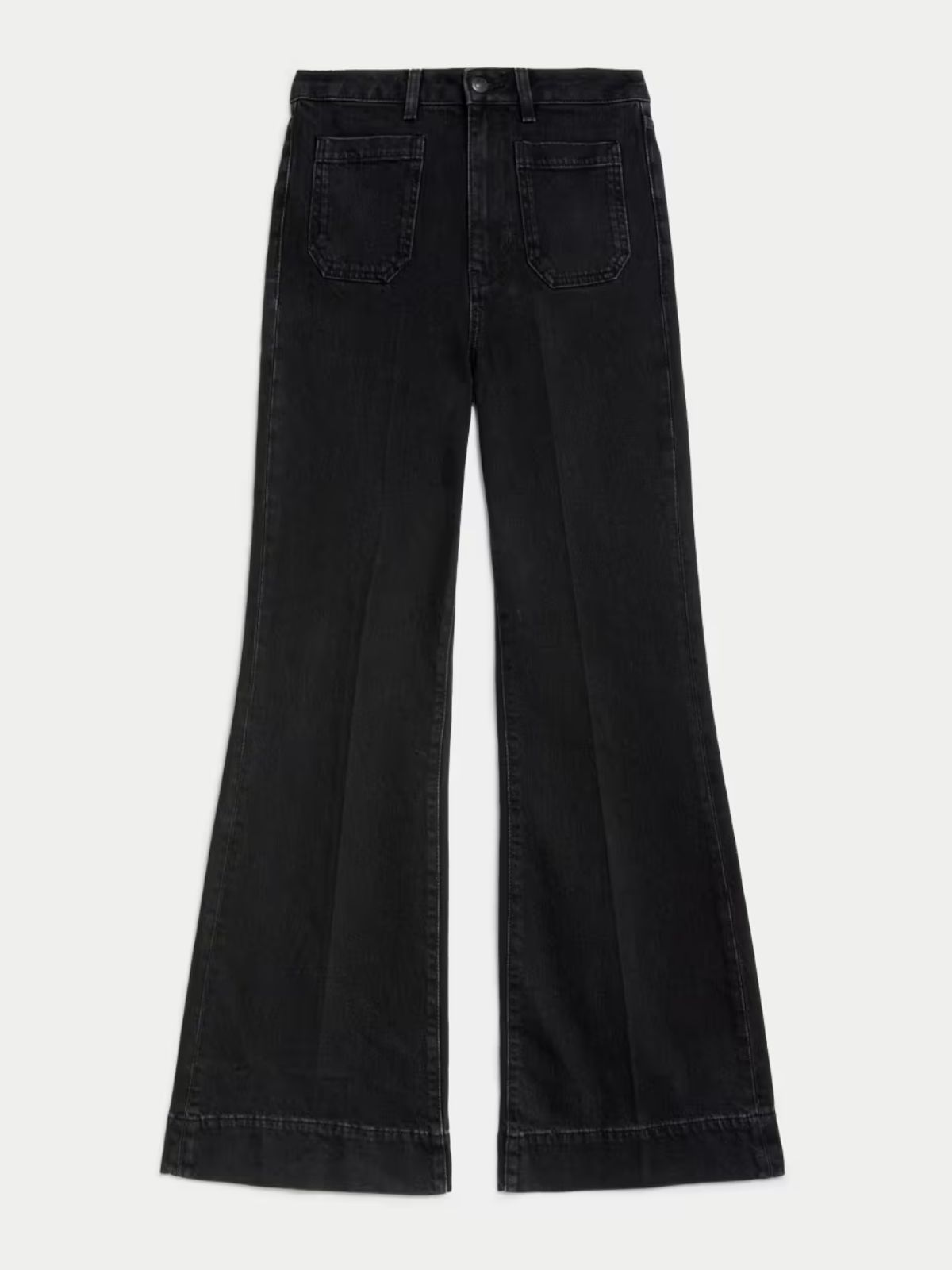 Patch Pocket Flare High Waisted Jeans (1) Patch Pocket Flare High Waisted Jeans