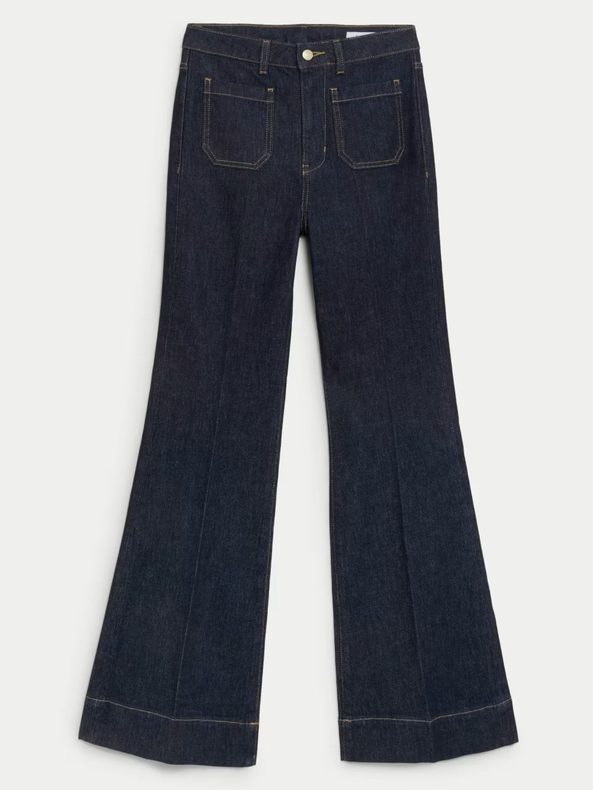 Patch Pocket Flare High Waisted Jeans (2) Patch Pocket Flare High Waisted Jeans