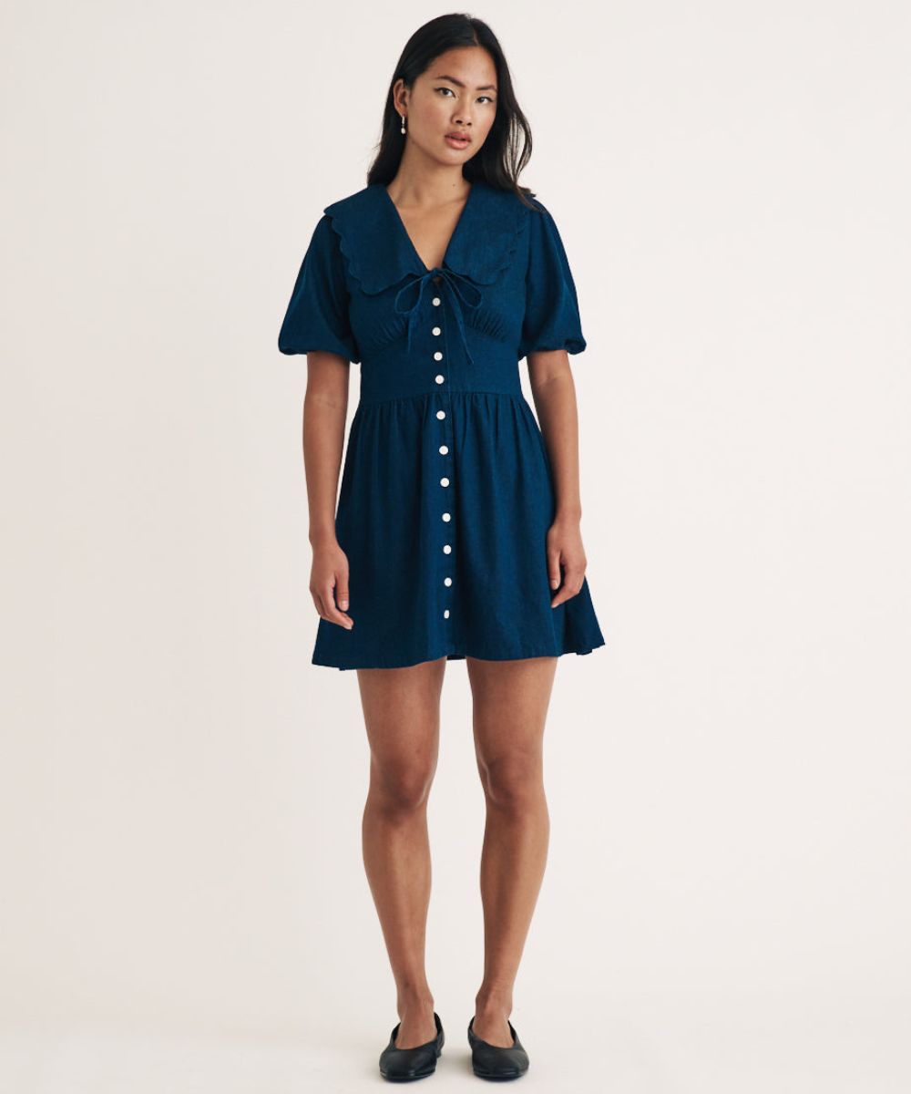 nobodys-child-denim-birdie-mini-dress nobody's child dark wash denim birdie mini dress