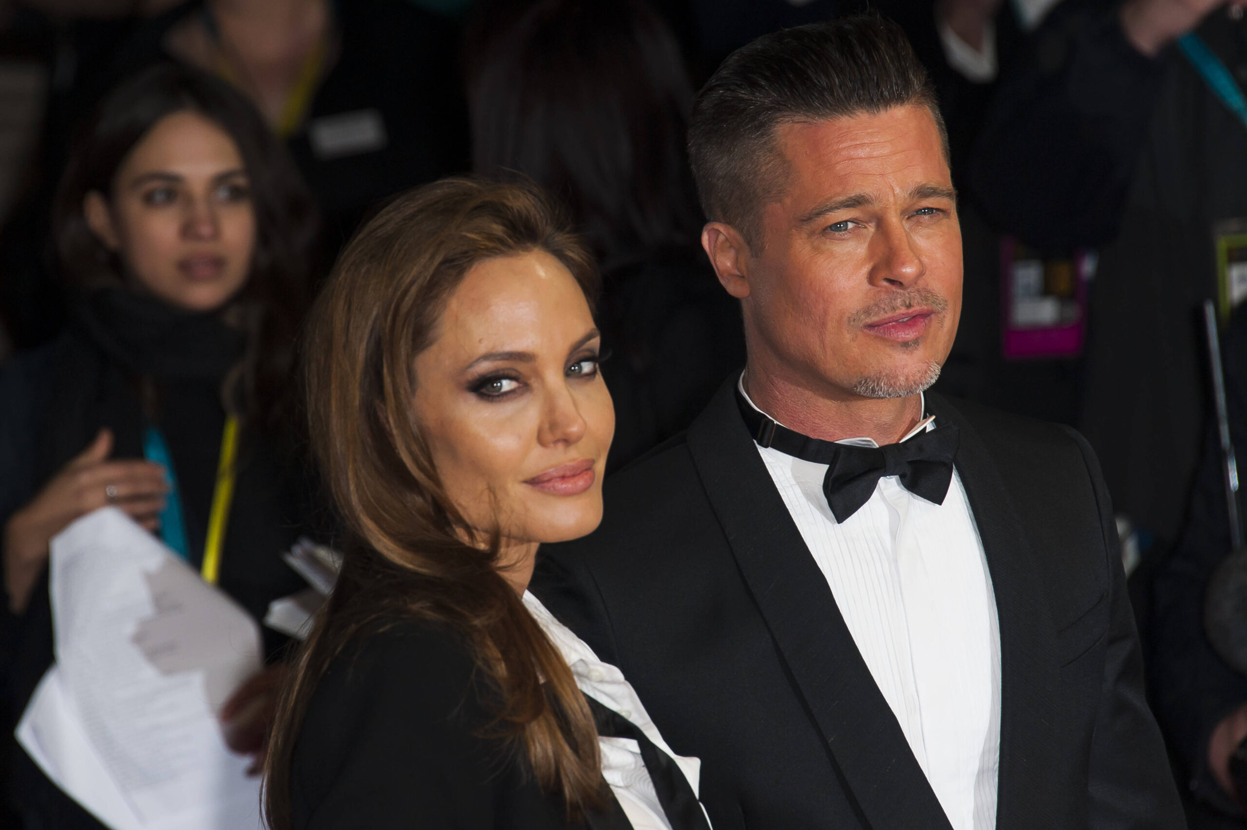 BAFTA Film Awards 2014 - London Angelina Jolie and Brad Pitt arriving for the 2014 EE British Academy Film Awards (BAFTA Jennifer Aniston