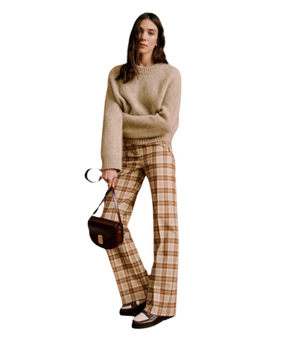 sezane-martin-trousers-checkered Martin Trousers, in Camel Beige Tiles