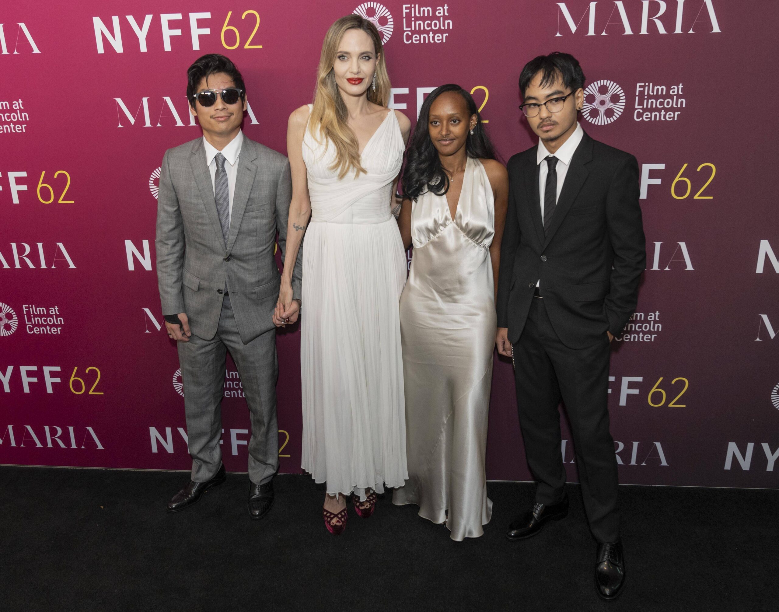September 29, 2024, New York, New York, United States: Pax Thien Jolie, Angelina Jolie, Zahara Marley Jolie, and Maddox Angelina
