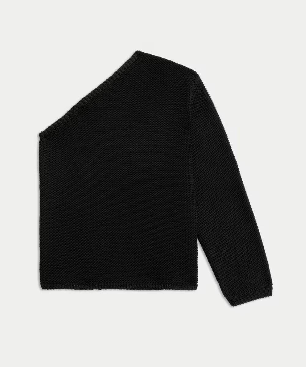 black knit top M&S One Shoulder Top