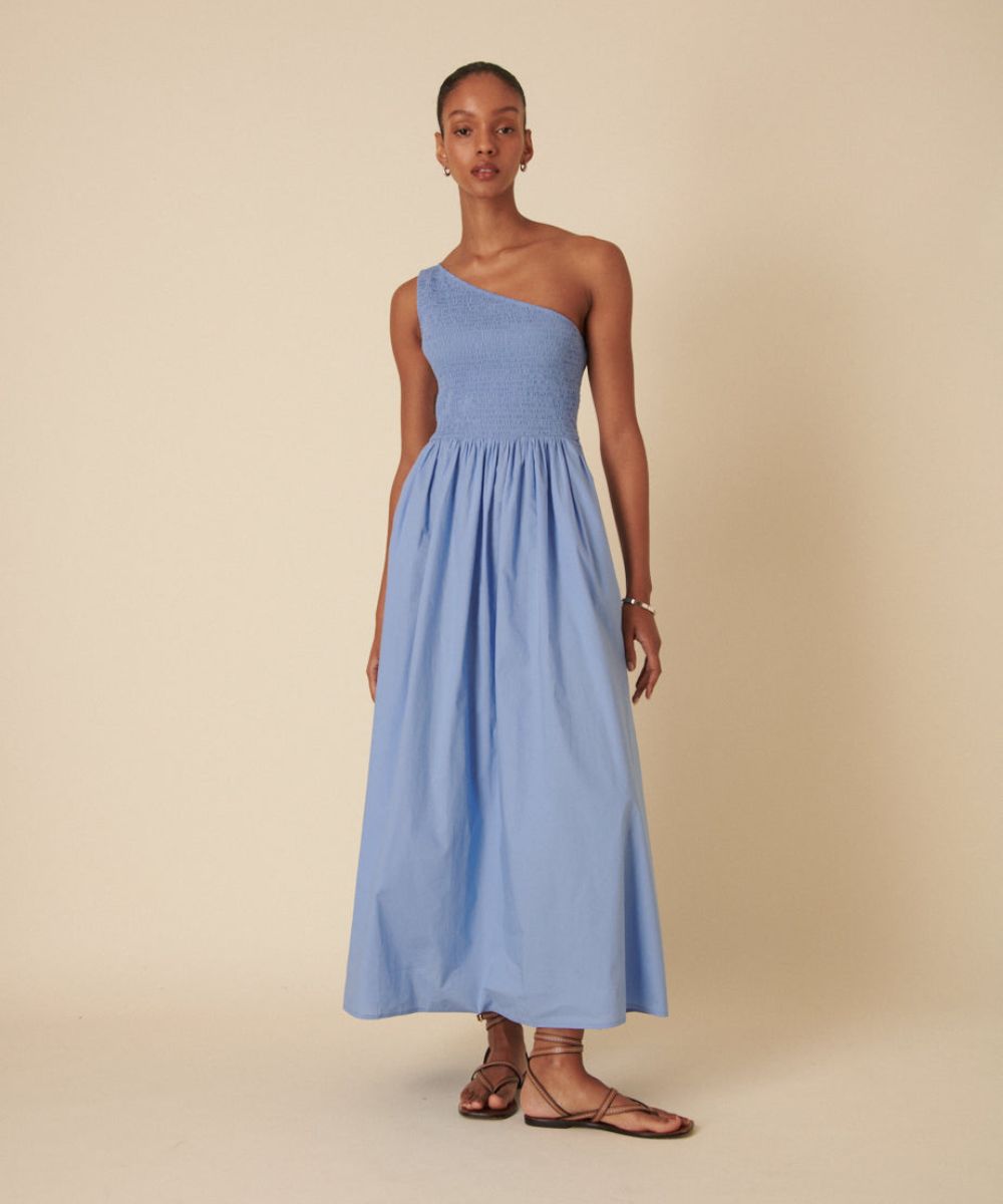 nobodys-child-one-shoulder-georgia-midi-dress-blue Nobody's Child Blue One Shoulder Georgia Midi Dress