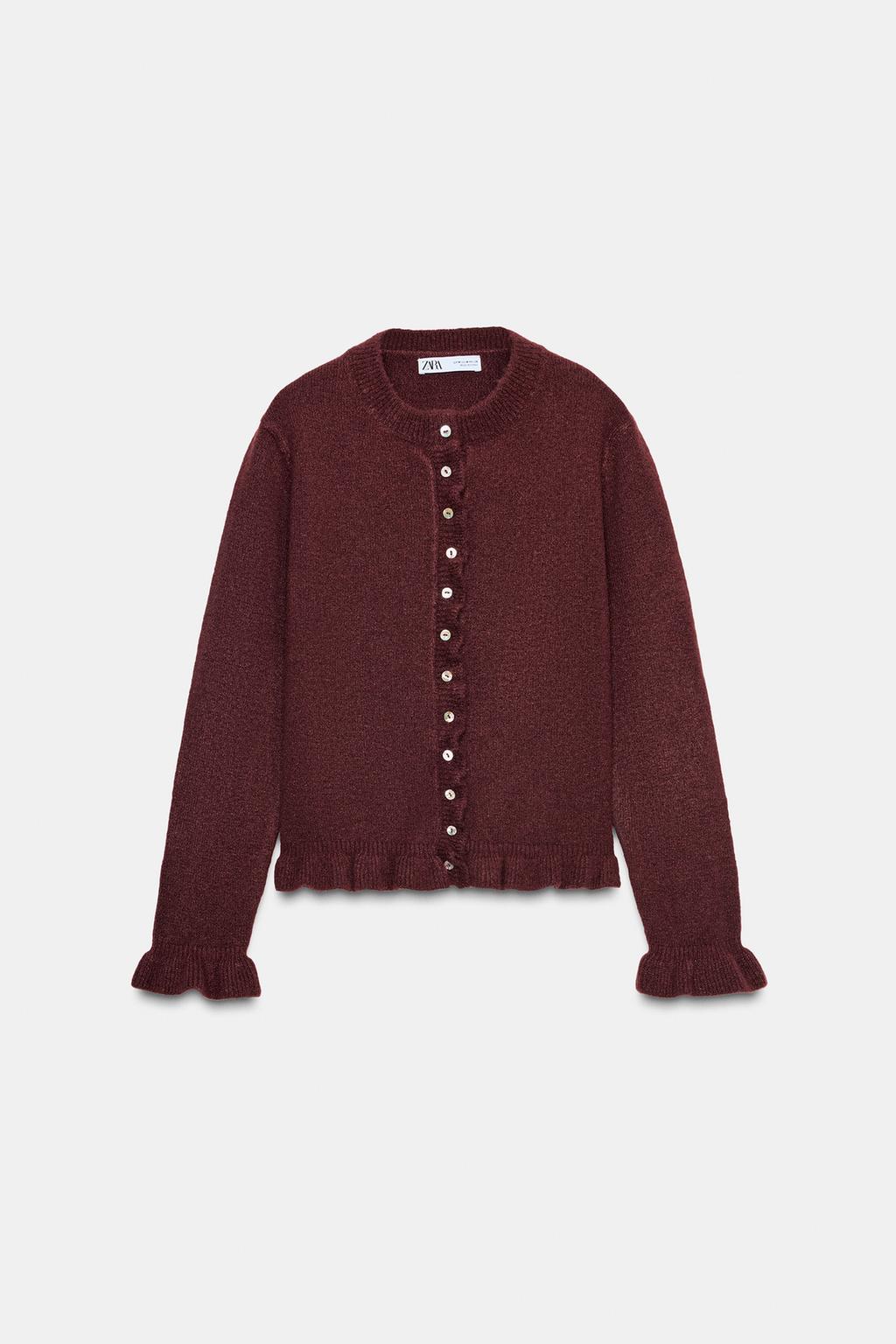 zara ruffled cardigan