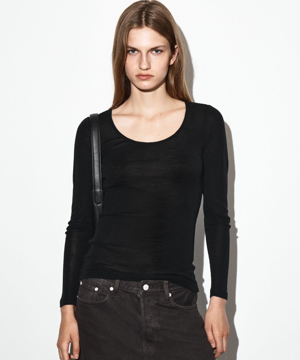 cos merino wool top scoop neck