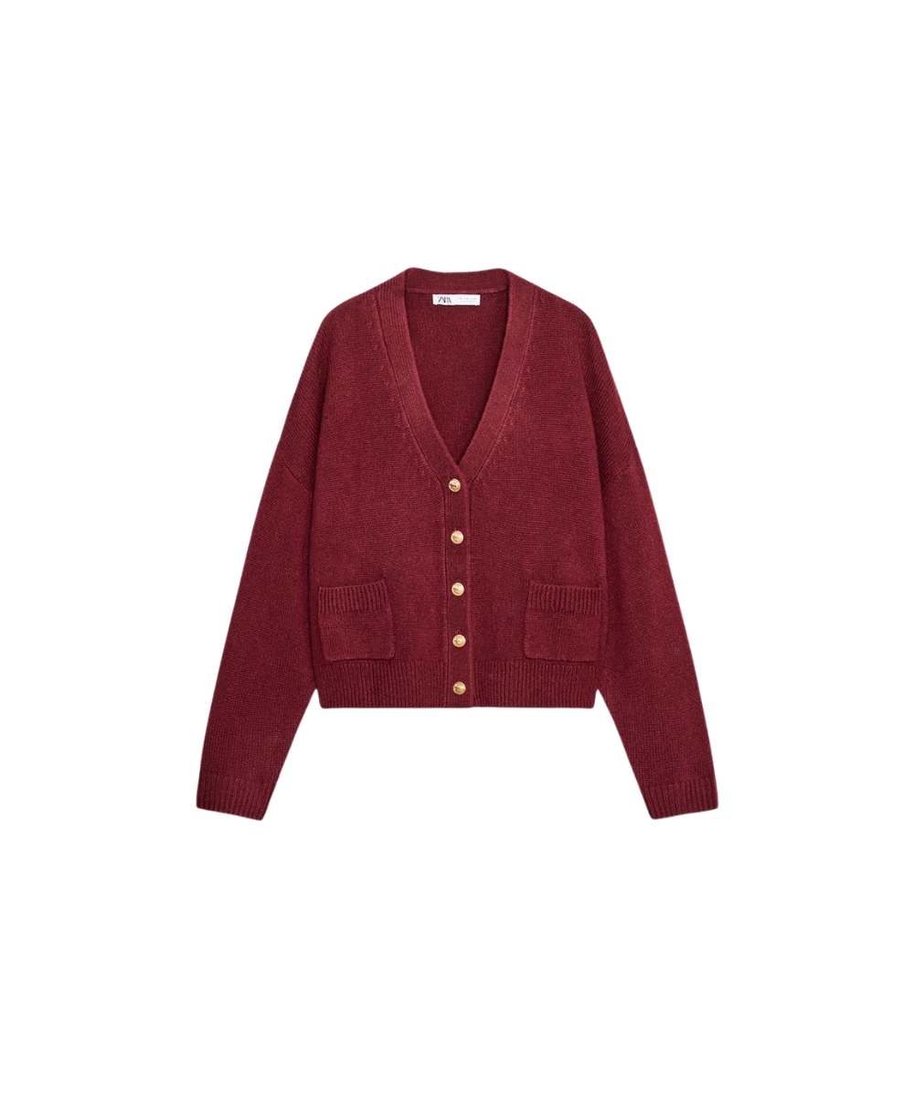 zara cardigan burgundy