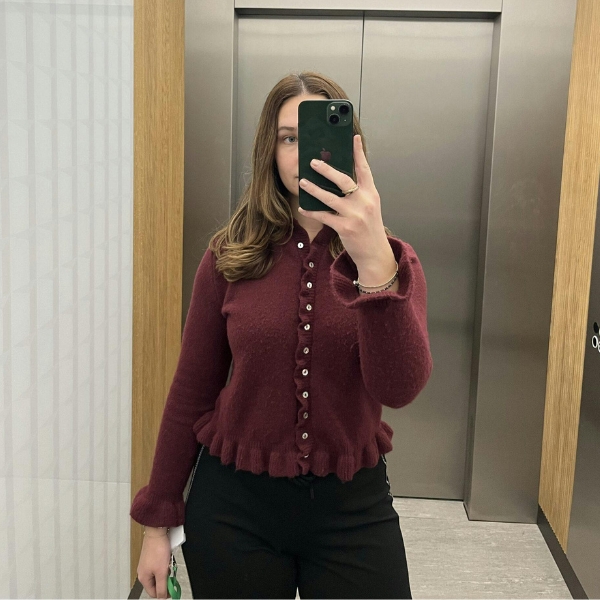 zara ruffled cardigan