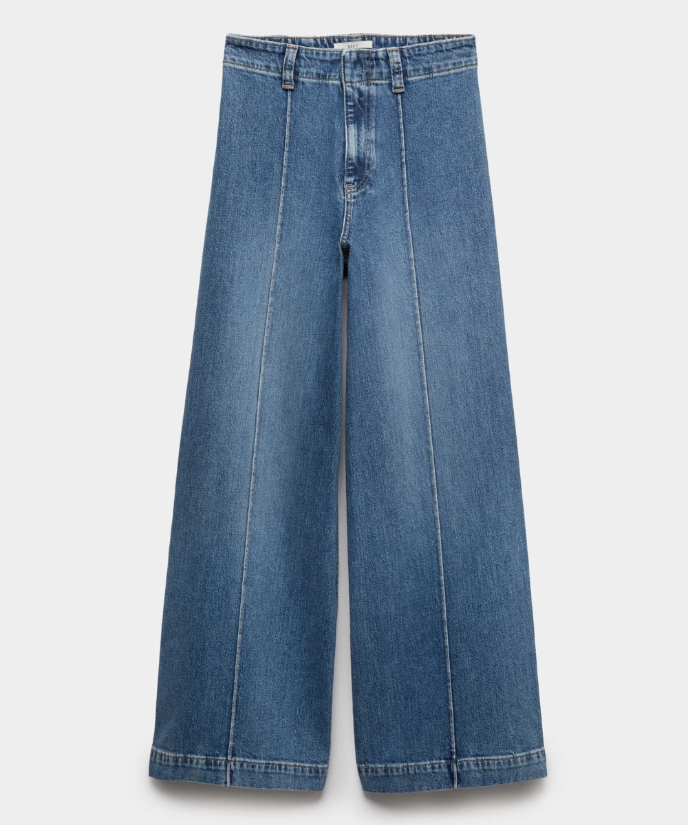 M&S, Pintuck Wide Leg Ankle Grazer Jeans indigo