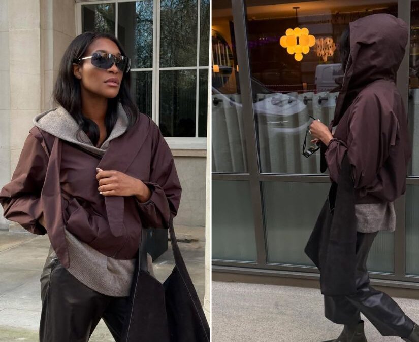 I saw this effortlessly cool jacket on the streets of London Fashion Week – and it’s perfect for spring showers