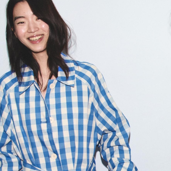 zara, gingham check trench coat