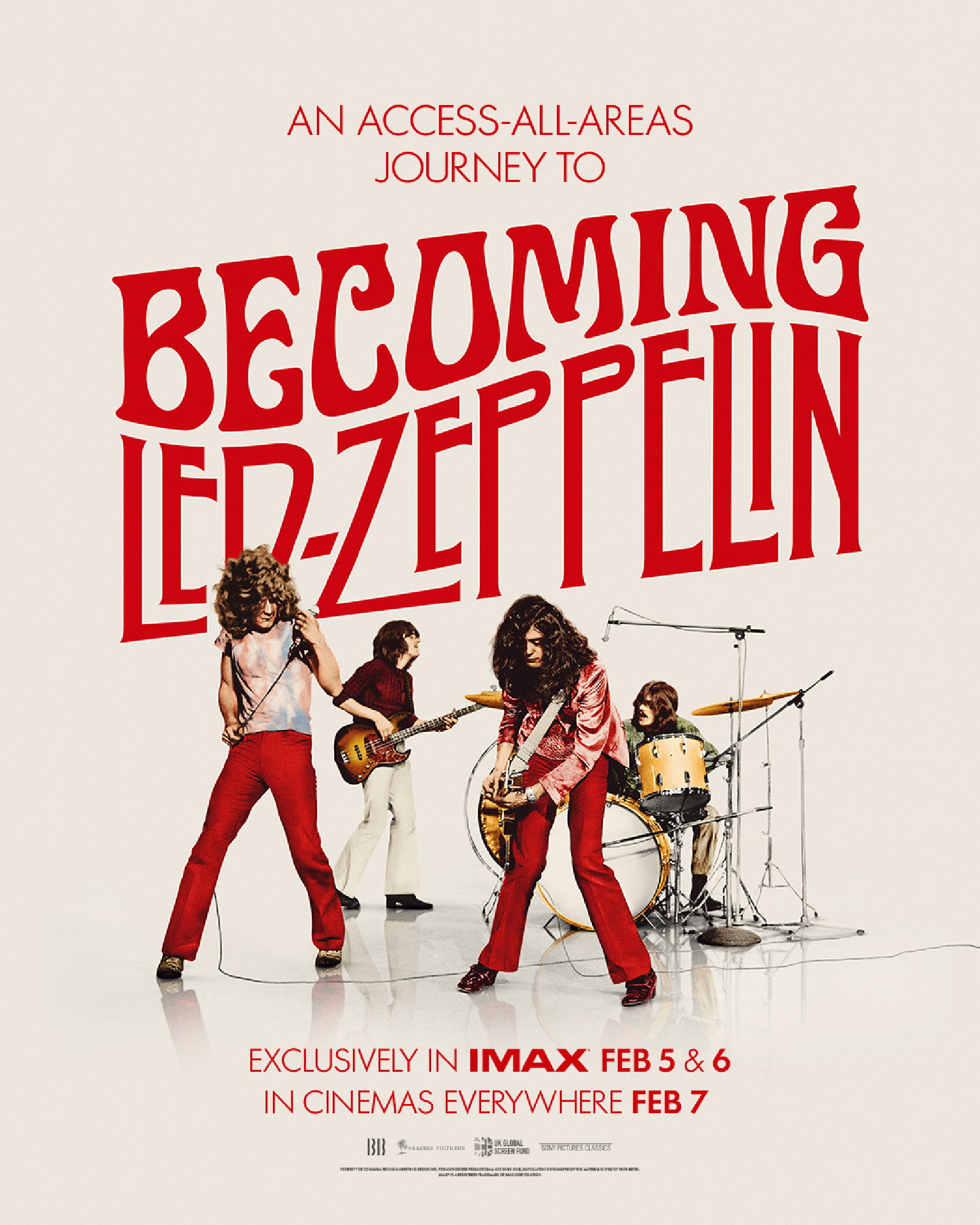 Becoming Led Zeppelin - Official Poster - 4x5 - IMAX FEBRUARY 5 & 6, CINEMAS EVERYWHERE FEB 7