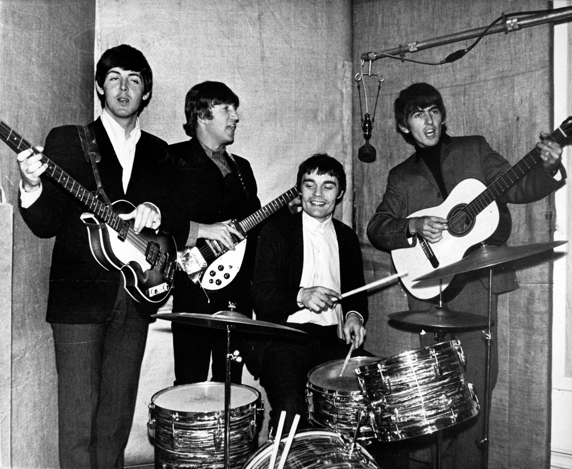Jimmy Nicol rehearses with The Beatles