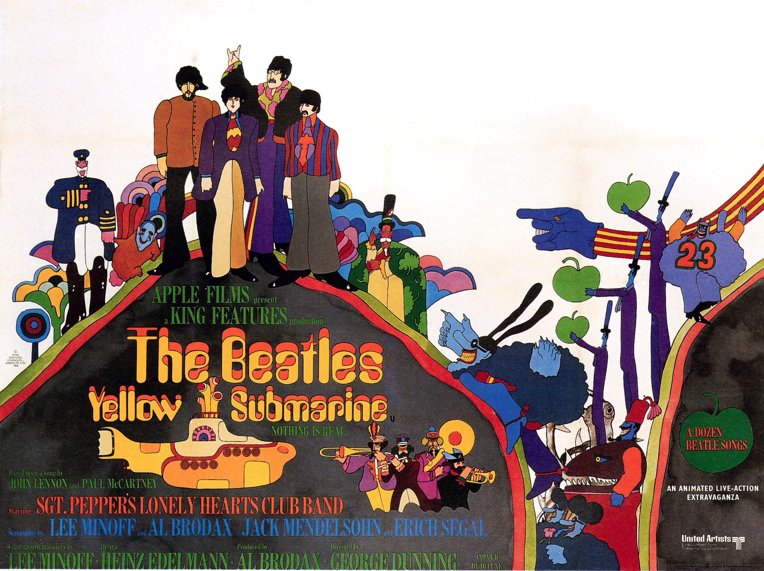 Yellow Submarine, poster, George Harrison, Paul McCartney, John Lennon, Ringo Starr, 1968